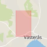 Karta som med röd fyrkant ramar in Skultunavägen, Västerås, Västmanlands län