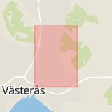 Karta som med röd fyrkant ramar in Badelunda, Västerås, Västmanlands län