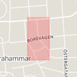 Karta som med röd fyrkant ramar in Ringvägen, Borevägen, Murargatan, Surahammar, Västmanlands län