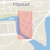 Karta som med röd fyrkant ramar in Älvgatan, Filipstad, Värmlands län