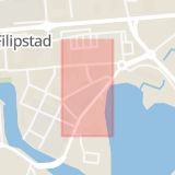 Karta som med röd fyrkant ramar in Vikgatan, Filipstad, Värmlands län