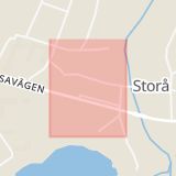 Karta som med röd fyrkant ramar in Storå, Storåplan, Lindesberg, Örebro län