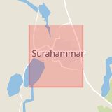 Karta som med röd fyrkant ramar in Surahammar, Västmanlands län