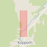 Karta som med röd fyrkant ramar in Brogatan, Koppom, Eda, Värmlands län