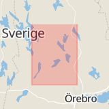 Karta som med röd fyrkant ramar in Örebro, Brickebacken, Lindesberg, Nora, Karlskoga, Spelande, Örebro län