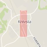 Karta som med röd fyrkant ramar in Centralvägen, Knivsta, Uppsala län