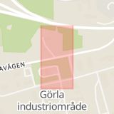 Karta som med röd fyrkant ramar in Görla Industriområde, Norrtälje, Stockholms län
