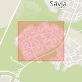 Karta som med röd fyrkant ramar in Slädvägen, Gotlandsresan, Uppsala, Uppsala län