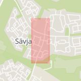 Karta som med röd fyrkant ramar in Sävja, Ölandsresan, Uppsala, Uppsala län
