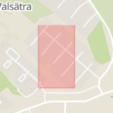 Karta som med röd fyrkant ramar in Hässjevägen, Valsätra, Uppsala, Uppsala län