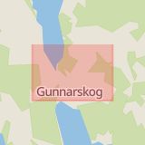 Karta som med röd fyrkant ramar in Gunnarskog, Arvika, Värmlands län