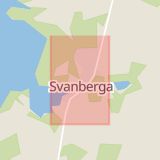 Karta som med röd fyrkant ramar in Svanberga, Norrtälje, Stockholms län