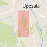 Karta som med röd fyrkant ramar in Norrbyvägen, Uppsala, Uppsala län