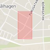 Karta som med röd fyrkant ramar in Vildrosgatan, Solrosgatan, Uppsala, Uppsala län