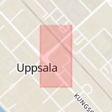 Karta som med röd fyrkant ramar in Stadshuset, Uppsala, Uppsala län
