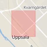 Karta som med röd fyrkant ramar in Storgatan, Uppsala, Uppsala län