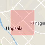 Karta som med röd fyrkant ramar in Salagatan, Uppsala, Uppsala län