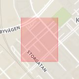 Karta som med röd fyrkant ramar in Höganäsgatan, Uppsala, Uppsala län