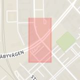 Karta som med röd fyrkant ramar in Råbyvägen, Vattholmavägen, Uppsala, Uppsala län