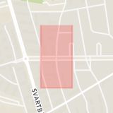 Karta som med röd fyrkant ramar in Swedenborgsgatan, Sköldungagatan, Uppsala, Uppsala län