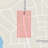 Karta som med röd fyrkant ramar in Virsbo, Surahammar, Västmanlands län