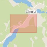Karta som med röd fyrkant ramar in Länna, Almunge, Uppsala, Uppsala län