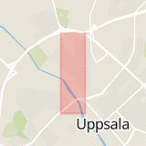 Karta som med röd fyrkant ramar in Svartbäcken, Svartbäcksgatan, Uppsala, Uppsala län
