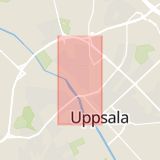 Karta som med röd fyrkant ramar in Svartbäcksgatan, Uppsala, Uppsala län