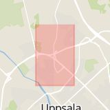 Karta som med röd fyrkant ramar in Gamla Uppsalagatan, Uppsala, Uppsala län