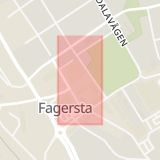 Karta som med röd fyrkant ramar in Järntorget, Fagersta, Västmanlands län