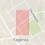 Karta som med röd fyrkant ramar in Västmannavägen, Sveavägen, Fagersta, Västmanlands län