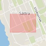 Karta som med röd fyrkant ramar in Sättra, Hagfors, Värmlands län