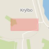 Karta som med röd fyrkant ramar in Skolgatan, Krylbo, Avesta, Dalarnas län