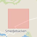 Karta som med röd fyrkant ramar in Malmgatan, Smedjebacken, Dalarnas län