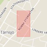 Karta som med röd fyrkant ramar in Tärnsjö, Heby, Uppsala län