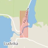 Karta som med röd fyrkant ramar in Faluvägen, Ludvika, Dalarnas län
