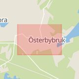 Karta som med röd fyrkant ramar in Österbybruk, Östhammar, Uppsala län
