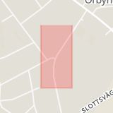Karta som med röd fyrkant ramar in Uppsala, Örbyhus, Slavsta, Tycho Hedéns Väg, Tierp, Läby, Uppsala län