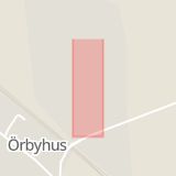 Karta som med röd fyrkant ramar in Örbyhus, Gyllbyvägen, Tierp, Uppsala län