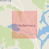 Karta som med röd fyrkant ramar in Hedemora, Sätervägen, Yttre Heden, Noret, Dalarnas län