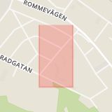 Karta som med röd fyrkant ramar in Hedgatan, Romme, Borlänge, Dalarnas län