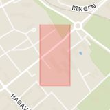 Karta som med röd fyrkant ramar in Stadshuset, Borlänge, Dalarnas län