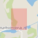 Karta som med röd fyrkant ramar in Karlholmsbruk, Lancashirevägen, Tierp, Uppsala län