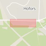 Karta som med röd fyrkant ramar in Rönningsgatan, Hofors, Gävleborgs län