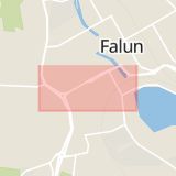 Karta som med röd fyrkant ramar in Gruvgatan, Korsnäsvägen, Falun, Dalarnas län