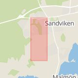 Karta som med röd fyrkant ramar in Västerled, Sandviken, Gävleborgs län
