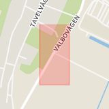 Karta som med röd fyrkant ramar in Valbo, Valbovägen, Ängsbergsvägen, Gävle, Gävleborgs län