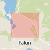 Karta som med röd fyrkant ramar in Lugnetleden, Bojsenburg, Falun, Dalarnas län