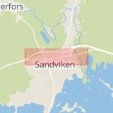 Karta som med röd fyrkant ramar in Gävlevägen, Forsbacka, Sandviken, Gävleborgs län