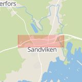 Karta som med röd fyrkant ramar in Gävlevägen, Sandviken, Gävleborgs län